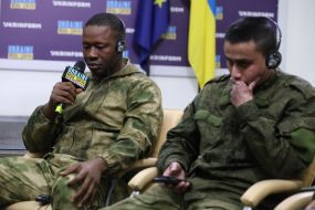 Сaptured mercenaries of the Russian Federation during a press conference