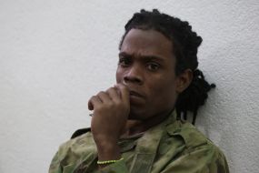 Сaptured mercenaries of the Russian Federation during a press conference