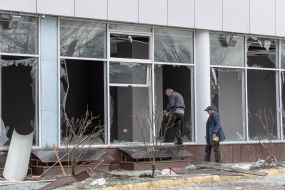 Windows in an building in Odesa were broken as a result of rocket fire