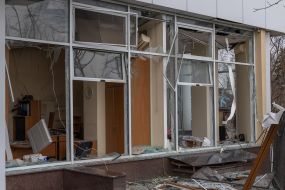 Windows in an building in Odesa were broken as a result of rocket fire