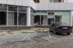 Windows in an building in Odesa were broken as a result of rocket fire