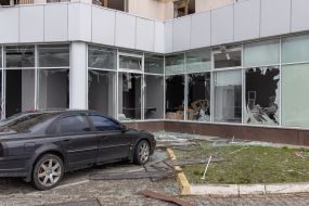 Windows in an building in Odesa were broken as a result of rocket fire