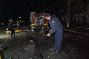 Damaged fire truck in Kharkov