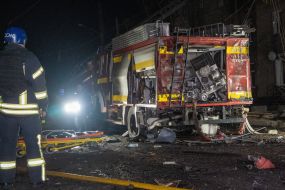 Damaged fire truck in Kharkov