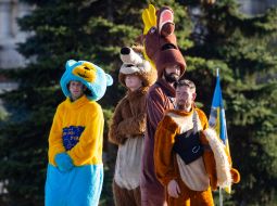 Animators in costumes