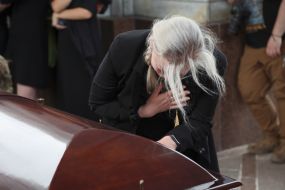 Farewell to the fallen Ukrainian military officer Eduard Khatmullin on Independence Square in Kyiv