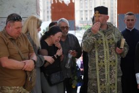 Farewell to the fallen Ukrainian military officer Eduard Khatmullin on Independence Square in Kyiv