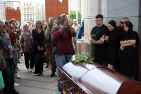 Farewell to the fallen Ukrainian military officer Eduard Khatmullin on Independence Square in Kyiv