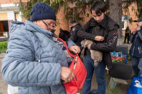 Мирные жители эвакуируются из районов боевых действий недалеко от города Волчанск в Харьковской области