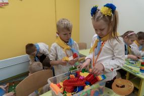 Schoolgirls in the first underground school in Ukraine