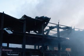 A strong fire at the site of one of the Russian missiles in Odesa