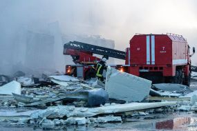 A strong fire at the site of one of the Russian missiles in Odesa