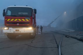 A strong fire at the site of one of the Russian missiles in Odesa