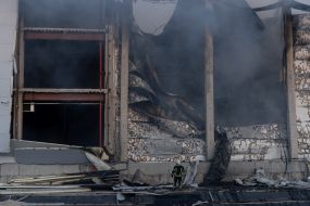 A strong fire at the site of one of the Russian missiles in Odesa