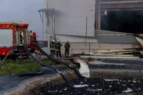 A strong fire at the site of one of the Russian missiles in Odesa