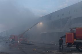 A strong fire at the site of one of the Russian missiles in Odesa