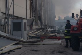 A strong fire at the site of one of the Russian missiles in Odesa