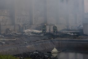 A strong fire at the site of one of the Russian missiles in Odesa