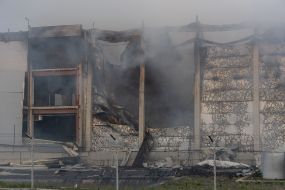 A strong fire at the site of one of the Russian missiles in Odesa