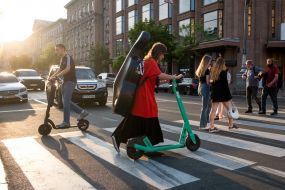 Girl on an electric scooter
