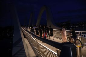 Pedestrian wave bridge in Kyiv