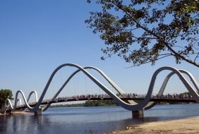 Pedestrian wave bridge in Kyiv