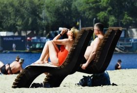 Summer vacation on Obolonsky Island in Kyi