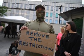 Participants of the action near the US Embassy