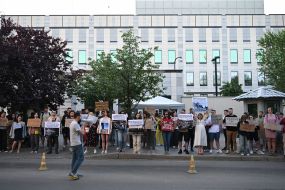 Participants of the action near the US Embassy