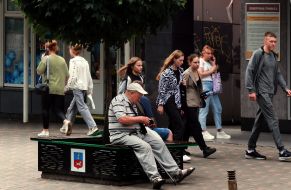 Passers-by on the street in Cherkasy