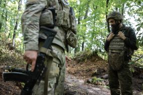 Artillerymen of the 13th brigade of the "Charter" National Guard at advanced positions in the Kharkiv region