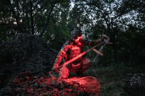 Artillerymen of the 13th brigade of the "Charter" National Guard at advanced positions in the Kharkiv region