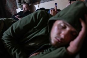 Military personnel rest