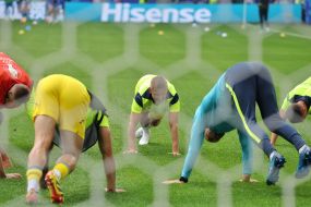 Soccer. Slovakia and Ukraine