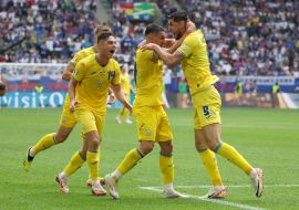 Soccer. Slovakia and Ukraine