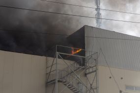 A fire at the warehouses of a trading network as a result of a cruise missile attack in Odesa
