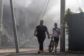 A fire at the warehouses of a trading network as a result of a cruise missile attack in Odesa