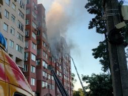 Consequences of a missile attack on a nine-story building in the Dnieper