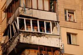 Последствия ракетного обстрела Киева