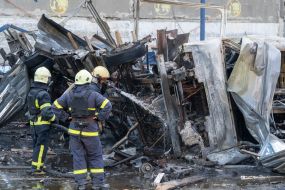 Consequences of a guided aerial bomb attack on the Novaya Poshta terminal in Kharkiv