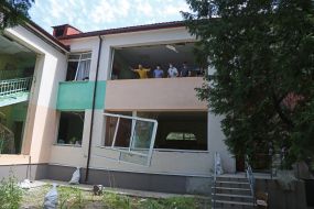 Consequences of a missile attack in the Goloseevsky district of Kyiv