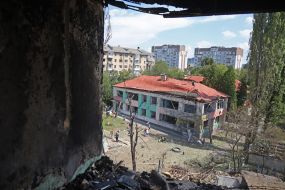 Consequences of a missile attack in the Goloseevsky district of Kyiv