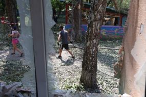 Consequences of a missile attack in the Goloseevsky district of Kyiv