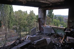 Consequences of a missile attack in the Goloseevsky district of Kyiv