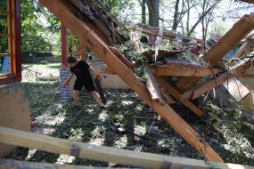 Consequences of a missile attack in the Goloseevsky district of Kyiv