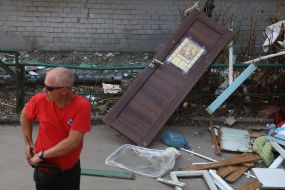 Consequences of a missile attack in the Goloseevsky district of Kyiv