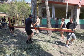 Consequences of a missile attack in the Goloseevsky district of Kyiv