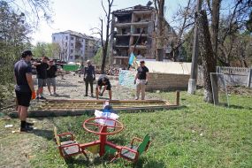 Consequences of a missile attack in the Goloseevsky district of Kyiv