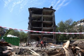 Consequences of a missile attack in the Goloseevsky district of Kyiv