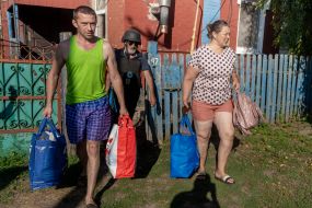 Evacuation of people in the Kharkov region